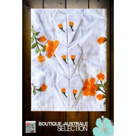 Broderies Madagascar Hibiscus orange: 1er choix.