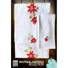 Les broderies 1er choix -Poinsettia- 4 mètres: broderies recto et verso