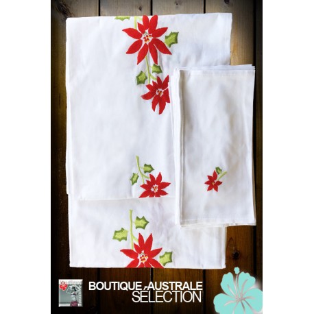 Les broderies 1er choix -Poinsettia- 4 mètres: broderies recto et verso