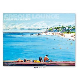 Affiche Ile de La Réunion: Saint Pierre Plage du lagon. peinture Miguel