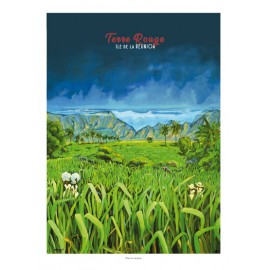 Poster Ile de La Réunion 50x70 Terre Rouge par Miguel