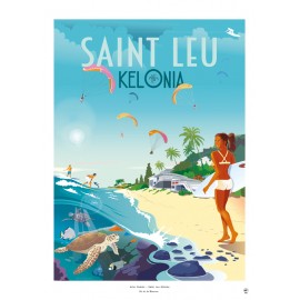 Poster Ile de La Réunion 50x70 Kelonia Saint Leus