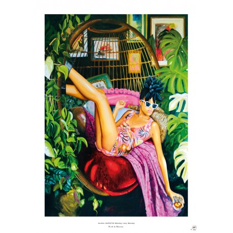 Affiche Ile de La Réunion: Chaleur Tropicale. Peinture Aurélie Quentin