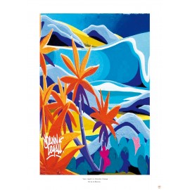 Affiche Ile de La Réunion: Le veloutier orange. Graff Yann Legall