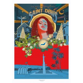 Poster Ile de La Réunion 50x70 Saint Denis par Miguel