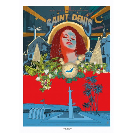 Poster Ile de La Réunion 50x70 Saint Denis par Miguel