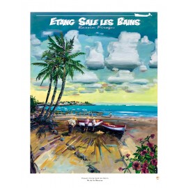 Poster Ile de La Réunion 50x70 Etang salé les Bains par Miguel