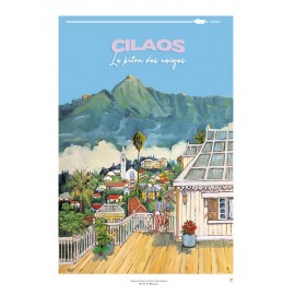 Poster Ile de La Réunion 50x70 Cilaos Piton des neiges par Miguel