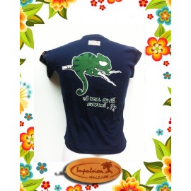 Tee shirt manches courtes bleu marine "endormi"