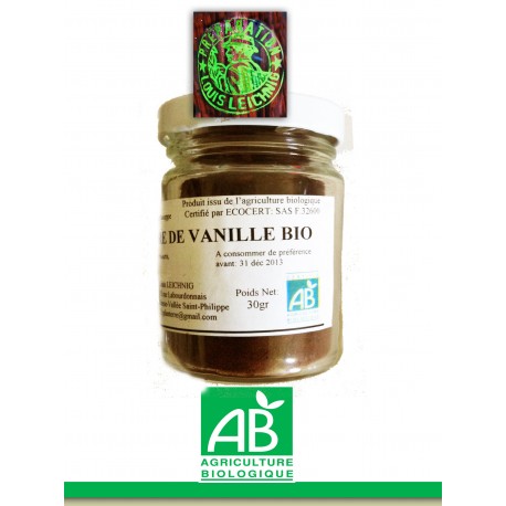 Poudre de vanille de qualité gastronomie label AB