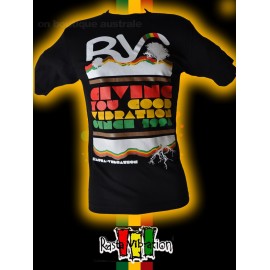 Tee shirt Rasta vibration "RV giving you good vibration" Noir