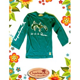 Tee shirt manches longues turquoise "margouillat"