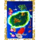 Paréo Ile de La Réunion: motif  carte de La Réunion fond bleu