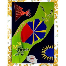 Paréo Ile de La Réunion: motif carte et drapeau de La Réunion. Modèle 2015