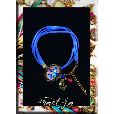 Bracelets Gri-gri artistiques Maëtja. Blue Flowers